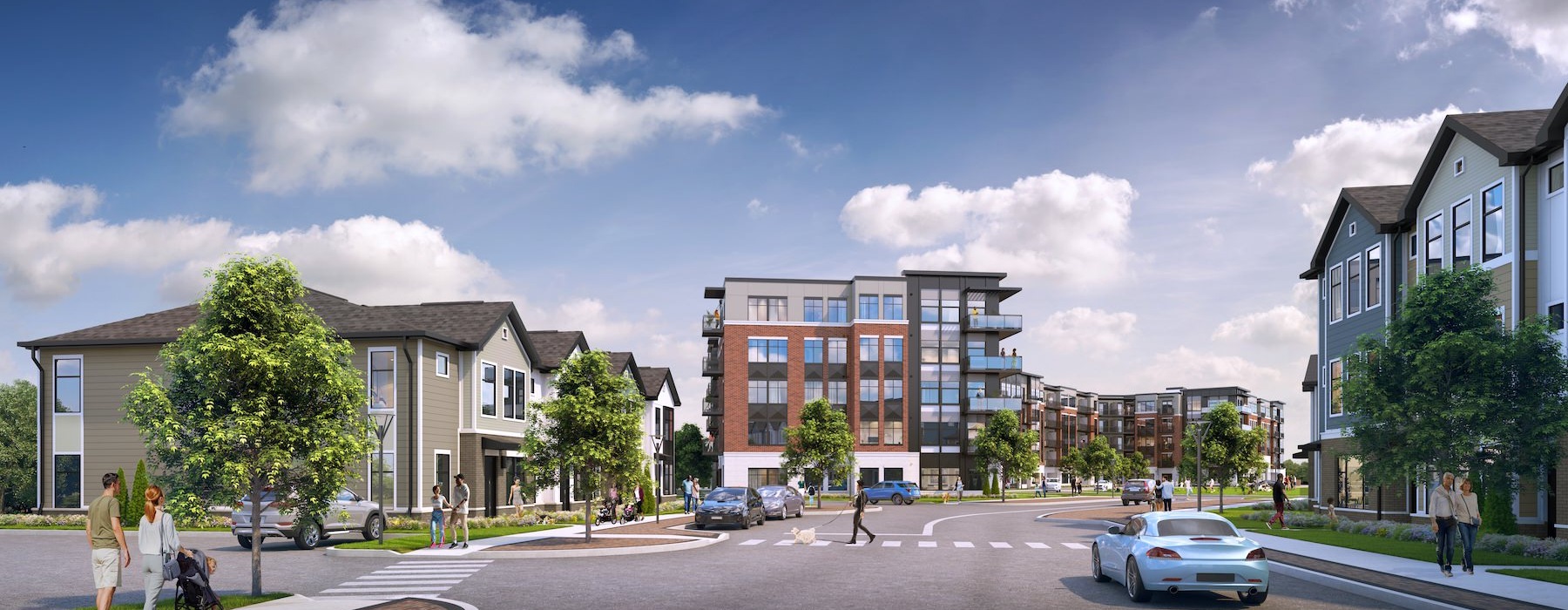 a street with cars and buildings on the side