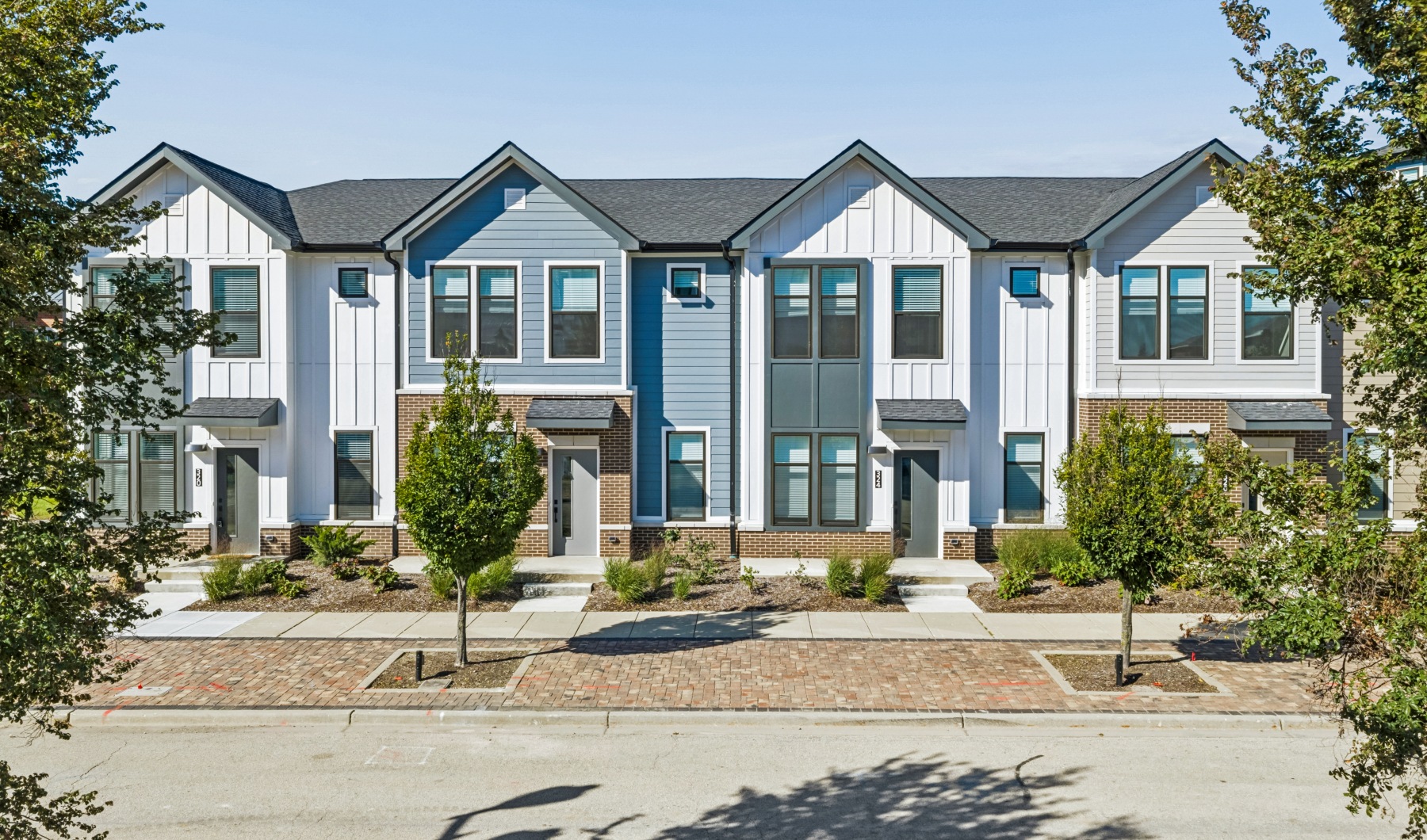 exterior of a line of townhouses